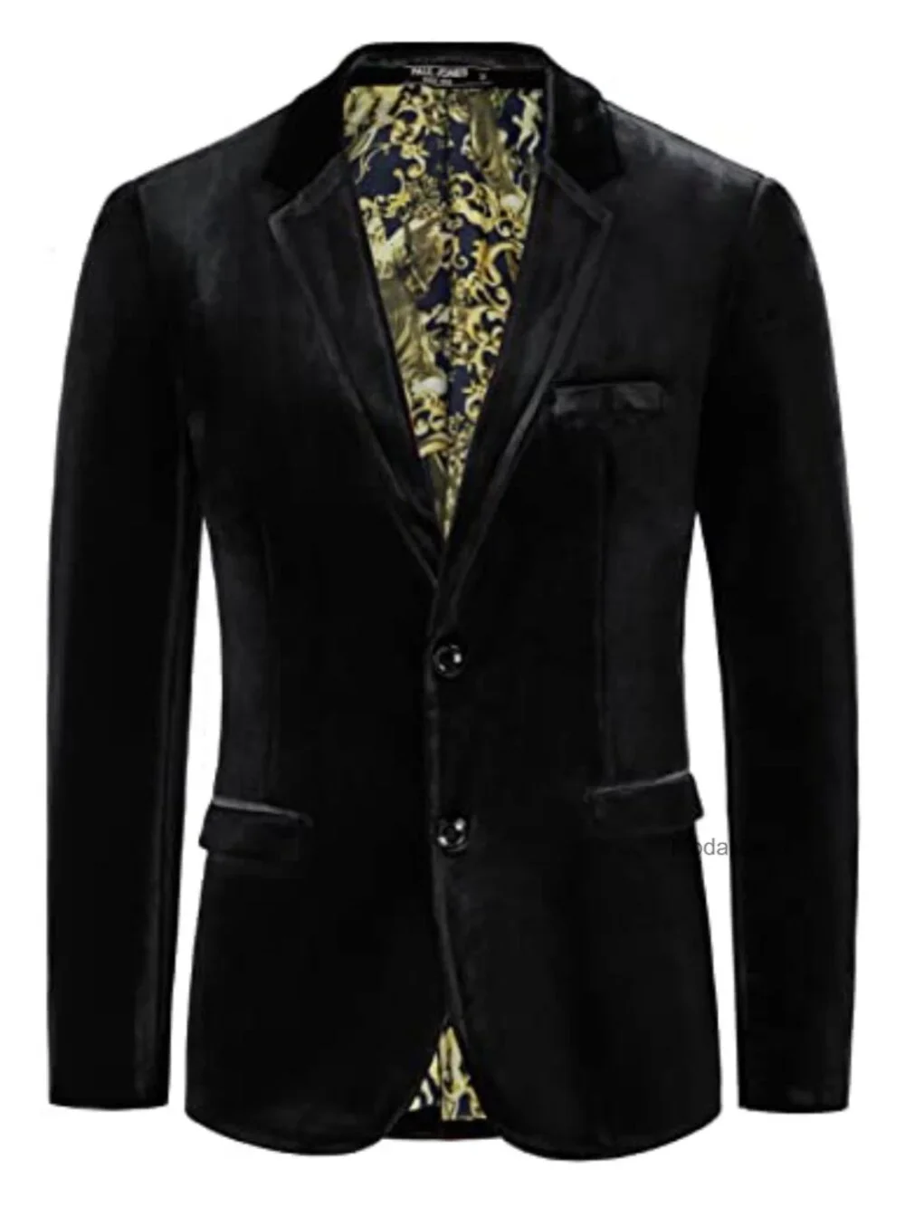 Mens Velvet Blazer Jacket Two Button Notch Lapel Sport Coat Formal